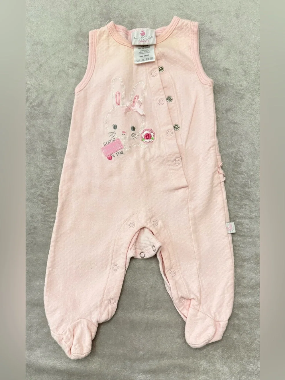 Duck Duck Goose Layette Pink Bunny Footed Sleeper 0-3 Months Cotton Snap Romper
